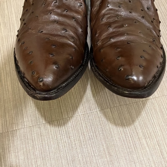 J.B. Dillon ostrich western cowboy boots chocolate brown color Size 11.5 D width - Picture 7 of 12